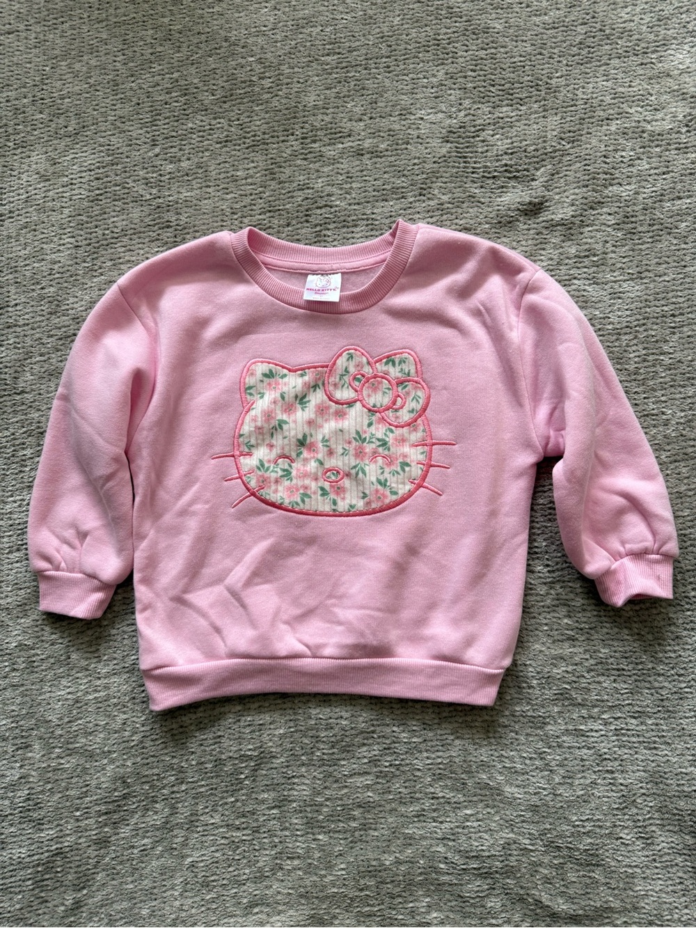 Sanrio Hello Kitty Pink Sweatshirt Floral Applique‎ Crewneck Girls Size 4T
